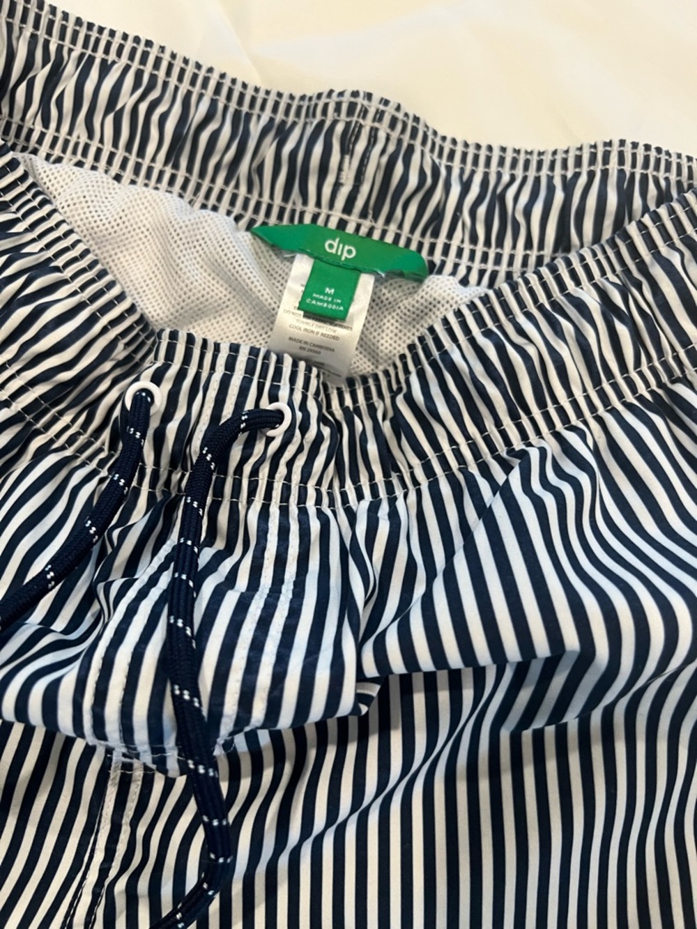 dip Navy and White Vertical Stripe Swim Shorts - Picture 2 of 4
